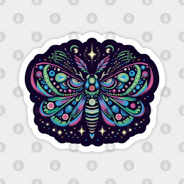 Mystical Neon Moth Magnet by Itouchedabee