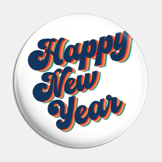 Happy New Year Pin by BlackCatArtBB