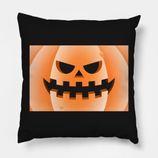 Bad and angry Halloween pumpkin in the foreground Pillow