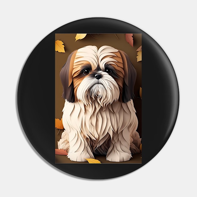 Super Cute Shih Tzu Portrait Pin by KoolArtDistrict