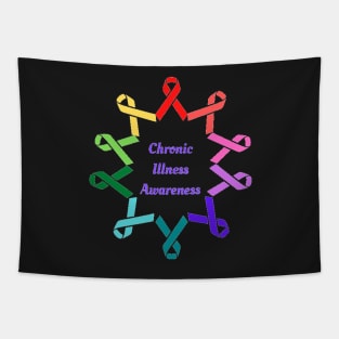 Red,Pink,Purple,Blue,Green and Yellow Chronic Illness Awareness Tapestry