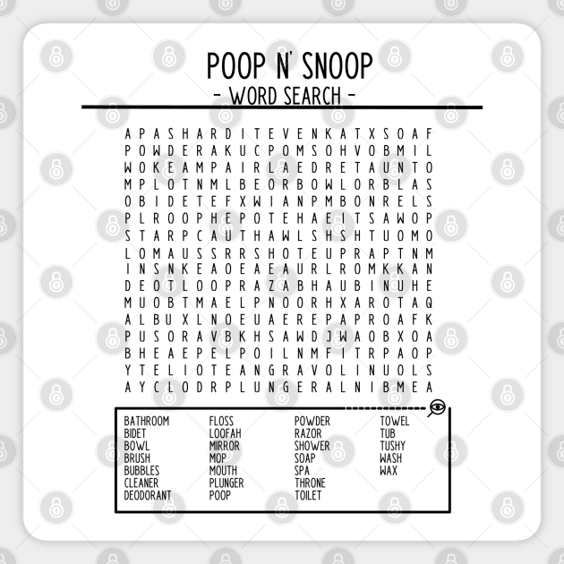 Bathroom Funny Wall Art Poop n Snoop Word Search - Bathroom - Magnet | TeePublic Bathroom Funny Wall Art Poop n Snoop Word Search - Bathroom - Magnet | TeePublic