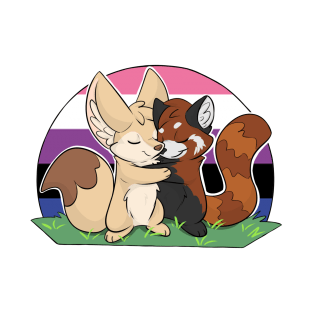 Genderfluid - Fennec Fox + Red Panda Hug T-Shirt