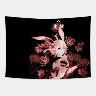 Fiery Higanbana and Fox Samurai Tapestry