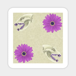 Hyena Skull Floral Cream Magnet