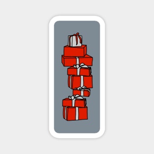 Red Gift Wrapped Christmas Gift Box Stack Magnet