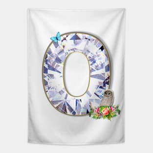 Name Initial Letter O and Baby Owl Tapestry