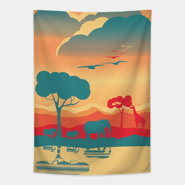 Landscape of an african savanna Tapestry by Nosa rez