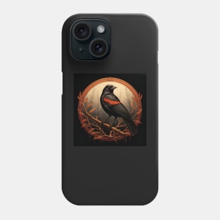 Red winged blackbird on branch graphic Phone Case