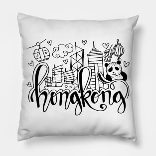 Hand Drawn Symbols Of Hong kong Pillow