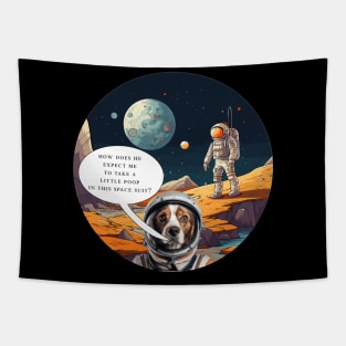 Astronaut and Dog on Planet - Funny Scene - Text Bubble Tapestry