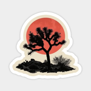 Desert Dusk Silhouette: Joshua Tree against Sunset Magnet