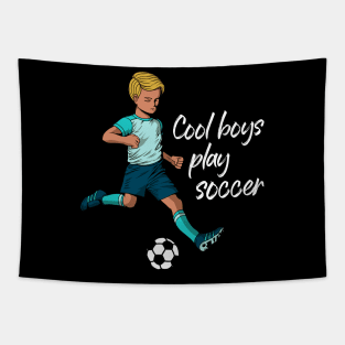 Cool boys play soccer Tapestry