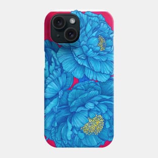 Bloom wherever you are - Bright blue flowers over hot pink Phone Case