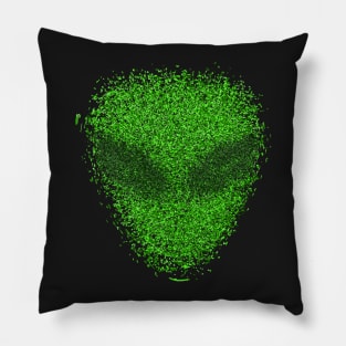 Green Glittery Extraterrestrial Alien Head Pillow