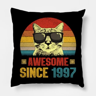 Awesome Since 1997 27th Birthday Gifts Cat Lover Pillow