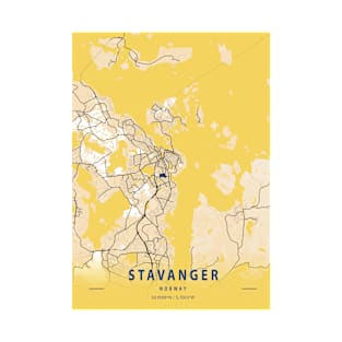 Stavanger - Norway Yellow City Map T-Shirt