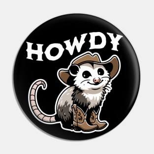 Howdy Opossum Western Cowboy Hat Cute Animal Pin