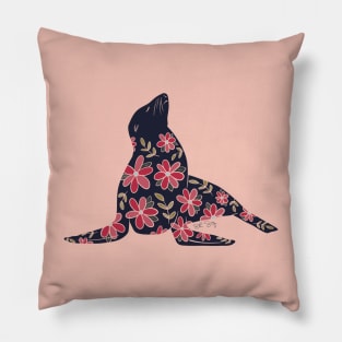 Floral Seal - Muted Earth Colors Pillow