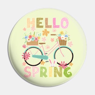 Hello Spring Blue Bicycle Pin