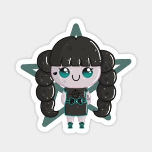 Cute Black Haired Wiccan Girl Magnet