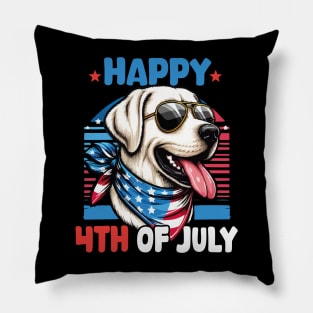 Happy 4th of July Patriotic American Labrador Retriever Funny Pillow