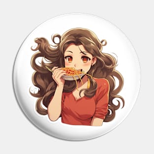 Cute Girl Eating Spaghetti Pin