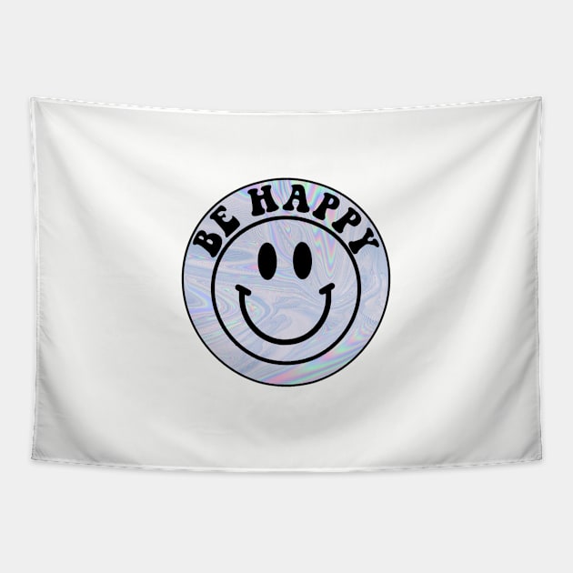 Be Happy Trippy Smiley Face Tapestry by lolsammy910