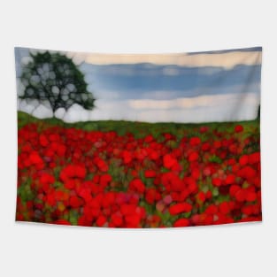 Poppy field and Single tree Tapestry