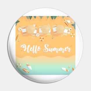 Sandy beach, summer illustration Pin