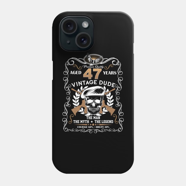 Skull Aged 47 Years Vintage 47 Dude Phone Case by Hsieh Claretta Art