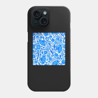 Blue white folk flowers Phone Case