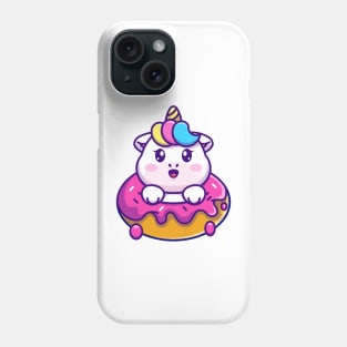Cute baby unicorn with doughnut cartoon Phone Case