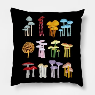 Colorful Mushrooms Pillow