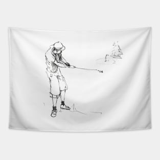 golf player sketch Tapestry