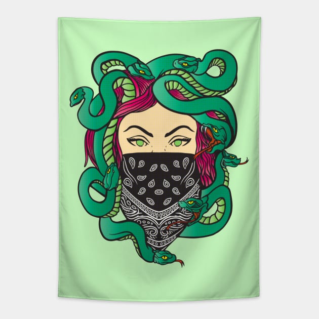 Madame Medusa Vintage Comic Tapestry by machmigo