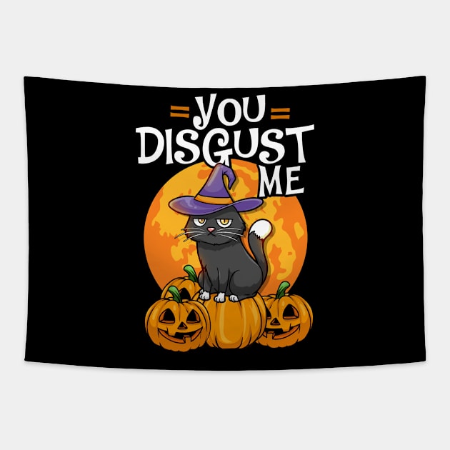 You Disgust Me - Funny Halloween Cat Costume Tapestry by biNutz