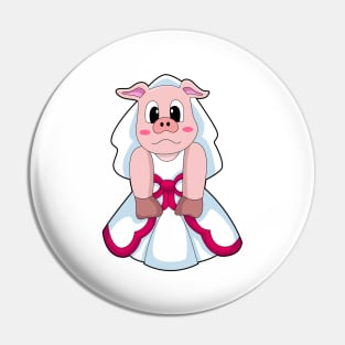 Pig as Bride with Wedding dress Pin