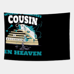 World Greatest Cousin Fishing in Heaven Family Remembrance Tapestry