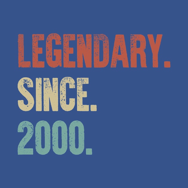 Retro Vintage 20th Birthday Legendary Since 2000 by DutchTees