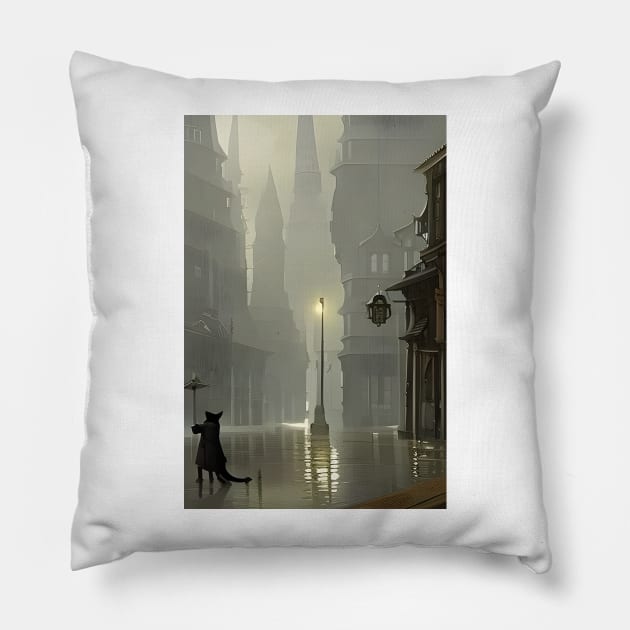 Mysterious cat Pillow by Colin-Bentham