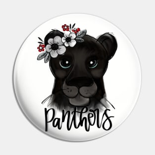 Panther with Floral Crown Pin