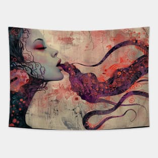 Asian Octopus Monster Woman Painting Tapestry