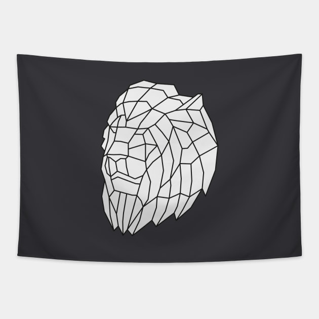 Geometric Lion Head Outline Tapestry by shaldesign