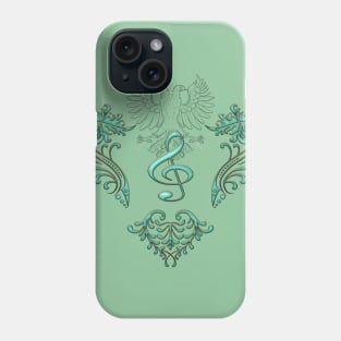 Music, decorative clef with floral elements Phone Case