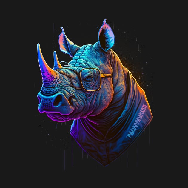 Retrowave Rhino by Abili-Tees
