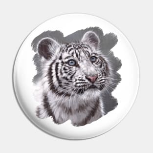 White Tiger Cub painting Pin