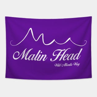 Wild Atlantic Way Ireland Apparel - Malin Head, white text Tapestry