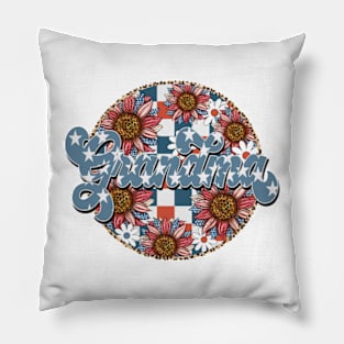 Groovy Sunflower GRANDMA American 4th Of July Mom Womens Pillow