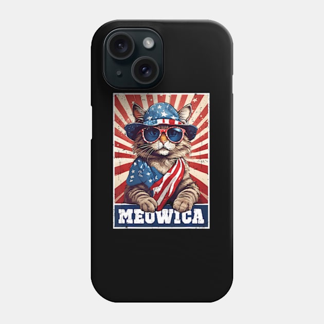 Meowica 4Th Of July Cat American Flag Cat ny 4Th Of July Phone Case by lam-san-dan